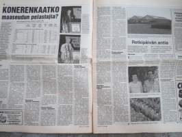 Koneviesti 1996 nr 13 -takaisin kyntöön?,Täydennys kevennetyn muokkauksen koneketjuun,Mansikki 96 Kuopiossa - Luomukoneet hyvin esillä,Ostorenkaat hintavetureina,ym.