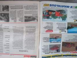 Koneviesti 1995 nr 1 - Lupauksia, Junkkari NM 280H - Vaihtaa puolta tarpeen mukaan, Taarup 1015 - Noukkii, silppuaa ja kuljettaa, Ennätysmäärä moottoreita, ym.