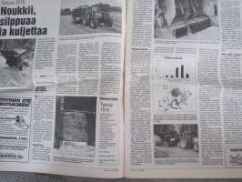 Koneviesti 1995 nr 1 - Lupauksia, Junkkari NM 280H - Vaihtaa puolta tarpeen mukaan, Taarup 1015 - Noukkii, silppuaa ja kuljettaa, Ennätysmäärä moottoreita, ym.