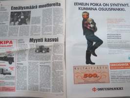 Koneviesti 1995 nr 1 - Lupauksia, Junkkari NM 280H - Vaihtaa puolta tarpeen mukaan, Taarup 1015 - Noukkii, silppuaa ja kuljettaa, Ennätysmäärä moottoreita, ym.