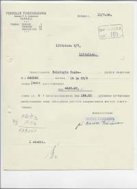 Mikkelin Tukkukauppa omistaja P A Luostarinen Mikkali 1938 - firmalomake