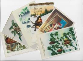 Vanhoja kulkeneita  joulukortteja    alk 1922 merkit tallella    6 kpl erä