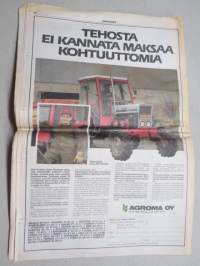 Koneviesti 1986 nr 9 - Uutta ja ajankohtaista, Claas varautuu kasvun taittumiseen, Rosenlewin puimuritehtaan laajennus vihittiin - Tuotantolinjat yhden katon alle,ym