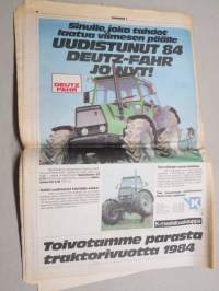Koneviesti 1984 nr 1 - Tuotantojärjestelmä pidettävä kunnossa, yhteenveto syksyn auravertailusta, Case pyrkii kakkoseksi, Näyttelyssä nähtyä - Eima 1983, ym.