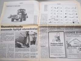 Koneviesti 1984 nr 3 - Kaupan portaan uusi jako, Etunostolaitteella enemmän hyötyä etuvedota, takaisin piirustuslaudalle, Hampaan kolosta - Maataloussyntejä, ym.