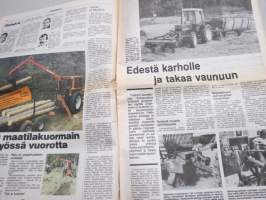 Koneviesti 1984 nr 15 - Perunan tie on vaaroja täynnä, Fiatagri 80-90 DT, Fiatagri 90-sarja, Risto Knaapi - Työkoneiden voimainoton pikakytkentä ratkaistu?, ym.