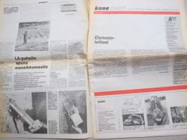 Koneviesti 1984 nr 16 - Etunosto-laitteet, Isot säkkilavat tulivat jäädäkseen, Kourakuormain heinänkorjuun helpottajana, Vankkaa kokemusta konekaupasta, ym.