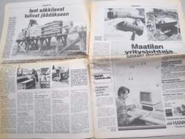 Koneviesti 1984 nr 16 - Etunosto-laitteet, Isot säkkilavat tulivat jäädäkseen, Kourakuormain heinänkorjuun helpottajana, Vankkaa kokemusta konekaupasta, ym.