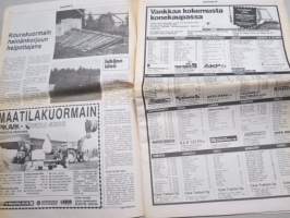 Koneviesti 1984 nr 16 - Etunosto-laitteet, Isot säkkilavat tulivat jäädäkseen, Kourakuormain heinänkorjuun helpottajana, Vankkaa kokemusta konekaupasta, ym.