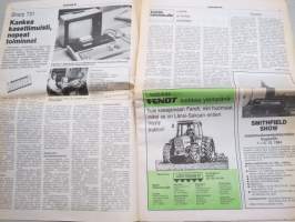 Koneviesti 1984 nr 16 - Etunosto-laitteet, Isot säkkilavat tulivat jäädäkseen, Kourakuormain heinänkorjuun helpottajana, Vankkaa kokemusta konekaupasta, ym.
