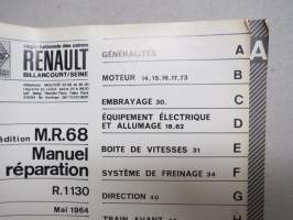 Renault R.1130 - M.R.68 Manuel de reparation -factory shop manual / tehtaan alkuperäinen korjaamokäsikirja