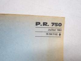 Renault R.1094 - P.R.750 Catalogue provisoire de piéces de rechange -parts catalogue, supplementary / varaosaluettelon lisäosa