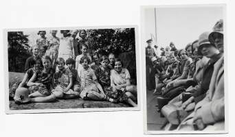 Tyttöjä Seurasaaressa 1929    - valokuva 6x9 cm 2 kpl erä