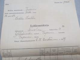 Lohkomiskirja Toivola 4/26, Yläsäiniö, Viipuri, 1939 -asiakirja