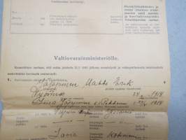Valtiovarainministeriölle, ...sodan johdosta 31.5.1944 jälkeen menetetystä ja vahingoittuneesta omaisuudesta -anomus Matti Erik Jäppinen, Viipuri-asiakirjakonsepti