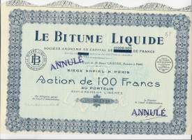Le Bitume Liquide Paris 1929 - osakekirja