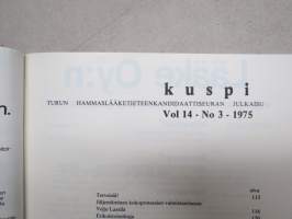 Kuspi - Turun Hammaslääketieteenkandidaattiseuran julkaisuja 8 kpl vuosilta 1974-76