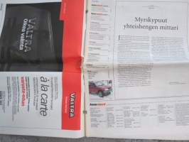 Koneviesti 2002 nr 4 - Myrskypuut yhteishengen mittari, Valikoima kasvaa - Suuret korjuukoneet tulivat jäädäkseen, John Deere 3200-kurottaja - Ketterä kuormain, ym.