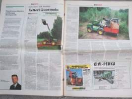Koneviesti 2002 nr 4 - Myrskypuut yhteishengen mittari, Valikoima kasvaa - Suuret korjuukoneet tulivat jäädäkseen, John Deere 3200-kurottaja - Ketterä kuormain, ym.