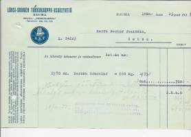 Länsi-Suomen Tukkukauppa Oy Rauma 1931 - firmalomake