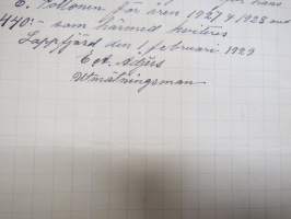 Undertecknad emottagit av herr Tauno Pöllänen kommunal... Lappfjärd den 1 februari 1929 E.A. Adjers? -asiakirja / dokumentti