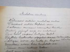 Mustalaisvanhus -käsinkirjoitetut laulun sanat &quot;Jyväskylässä 25.2.1927&quot;