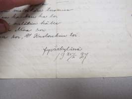 Mustalaisvanhus -käsinkirjoitetut laulun sanat &quot;Jyväskylässä 25.2.1927&quot;