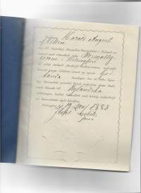Kejserlija Alexanders Univeristetet i Finland - todistus 1883 paperisinetti   12 sivua