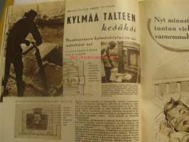 Kotiliesi 1950 nr 4 -mm. Kevätmuotia v 1950, miten emäntä voi tehostaa keittiötekniikkaansa, kesäravinnon kylmäsäilytys on järjestettävä nyt, miten