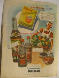 Kotiliesi 1949 nr 16, Elokuu . Emäntä Enne Kuuliala esitellään. Partiolaisten leiritoiminnasta runsas kuvasarja. Takakannessa piirretty värimainos Paulig