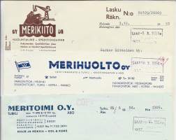 Meritoimi Oy, Merihuolto Oy ja Merikiito Oy  - firmalomake 3 eril