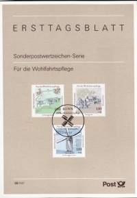 Saksa FDC Ensipäiväkortti 1997 - Fur die Wohlfahrtsplege (tuulimyllyt, vesimyllyt)