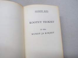 Kootut Teokset I-IV, kokonahkasidoksinen, kultapainatteiset tekstit