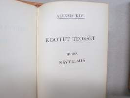 Kootut Teokset I-IV, kokonahkasidoksinen, kultapainatteiset tekstit