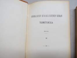 Kootut Teokset I-IV, kokonahkasidoksinen, kultapainatteiset tekstit