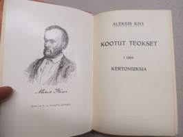 Kootut Teokset I-IV, kokonahkasidoksinen, kultapainatteiset tekstit