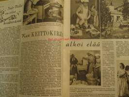 Kotiliesi 1949 nr 17 Syyskuu . TVuoden 1949 ajankuvaa, mainoksia ( mm Kupittaan Savi) , muotia ja ruoka-ohjeita.  Piirretty nelivärimainos Kahvikulta. Takasivulla