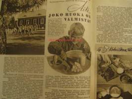 Kotiliesi 1949 nr 17 Syyskuu . TVuoden 1949 ajankuvaa, mainoksia ( mm Kupittaan Savi) , muotia ja ruoka-ohjeita.  Piirretty nelivärimainos Kahvikulta. Takasivulla