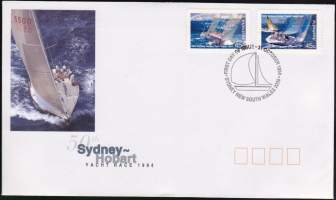 Australia FDC Ensipäiväkuori 1994 - 50th Sydney-Hobart Yacht Race. 50. Valtameripurjehduskilpailu Sydney-Hobart. Merkit vihosta/blokista