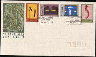 Australia FDC Ensipäiväkuori 1993 - Aboriginal Australia - Australian alkuperäisasukkaiden taidepostimerkkejä 3 kpl