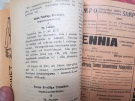 Brandluren - Palotorvi årgång 1913 fattas nr 1,3 och 6 vuosikerta puuttuu 3 kpl -palokunta-alan ammattijulkaisu