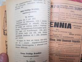 Brandluren - Palotorvi årgång 1913 fattas nr 1,3 och 6 vuosikerta puuttuu 3 kpl -palokunta-alan ammattijulkaisu