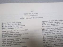 Iltarusko - Kustaankartano, vanhainkoti - Helsinki -asukastoimikunnan oma julkaisu v. 1958, muistelmia, huumoria, näytelmä, kuulumisia, uusia asukkaita ym.