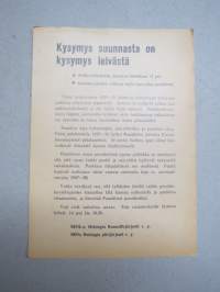 Kysymys suunnasta on kysymys leivästä - palkkasäännöstely puretaan ym... SKDL Helsinki -lentolehtinen v. 1954