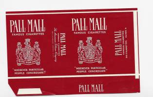 Pall Mall  -  tupakkaetiketti, saumoista avattu tupakka-aski  käyttämätön