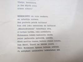 Pikku paloja pikkujouluna - kirjoittanut Luukkos-Kalle (oik. Kaarlo Luukkonen) - kustantamon / kirjapainon henkilökunnan riimikronikka v. 1929 - MKL pikkujoulujuhla