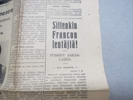 Suomen Sosialidemokraatti 1937 nr 212, Kiina nousee, Espanjassa hiljaista - Sittenkin Francon lentäjiä - Pommit saksalaisia, Höyrylaiva &quot;Rigel&quot; salakuljetustavaraa