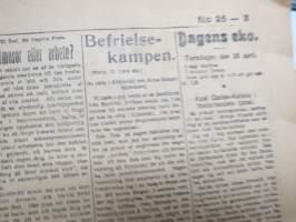 Dagens Press och Telegramnyheter, 25.4.1918 -vapaussodan / kansalaissodan / kapinan aikainen sanomalehti