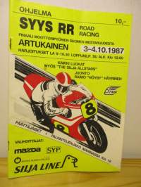 Syys-RR  Road Racing Artukaisten radalla 3-4.10. 1987 - käsiohjelma