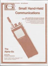 The Alpha Six Hand Held Portable Transceiver  - tuote-esite 1978
